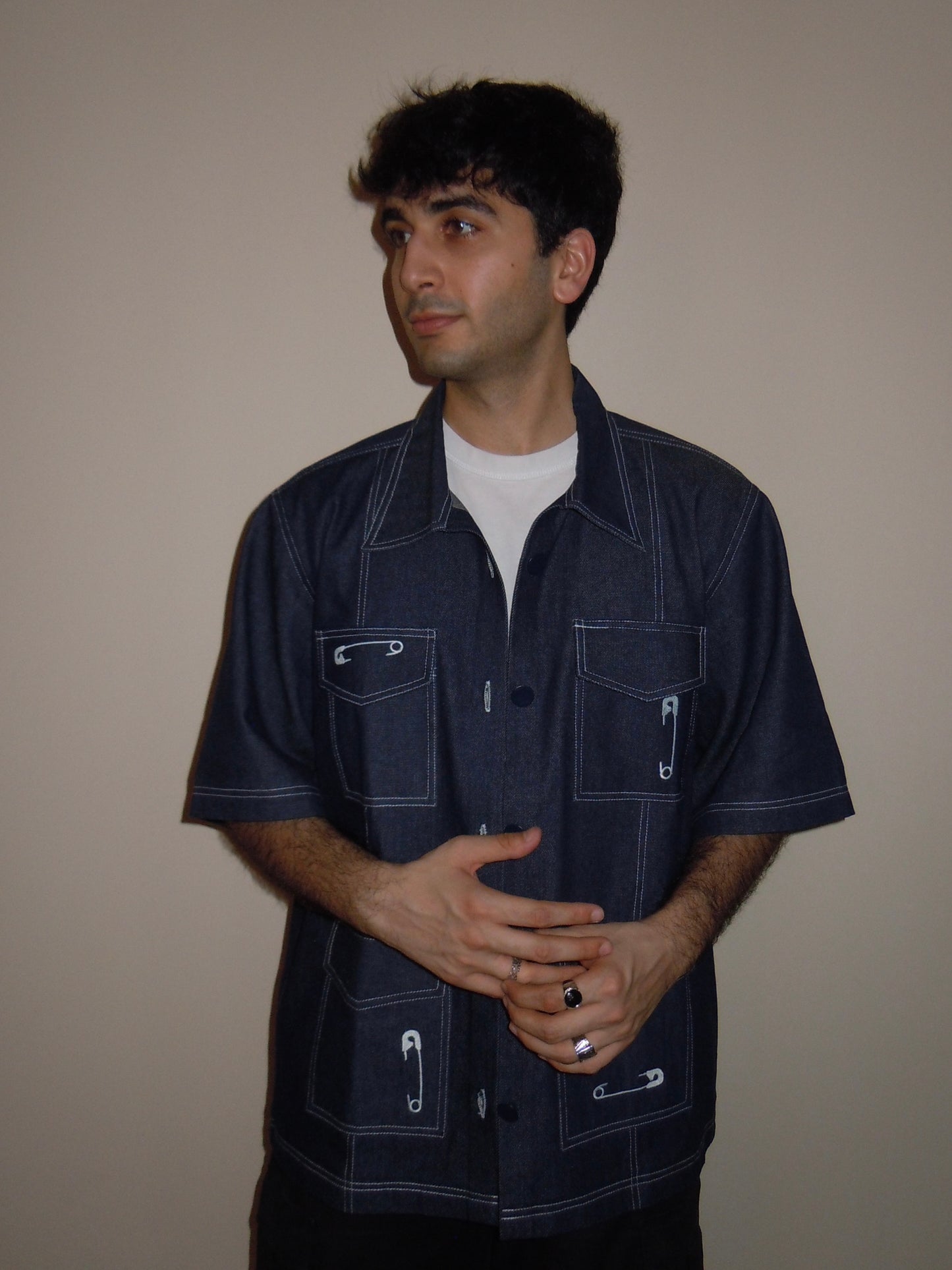 pinned down denim shirt