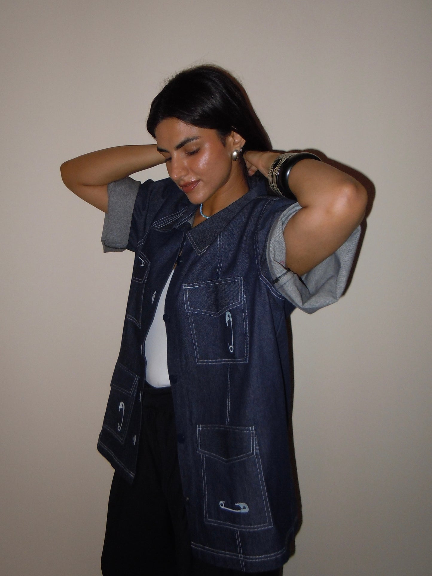 pinned down denim shirt